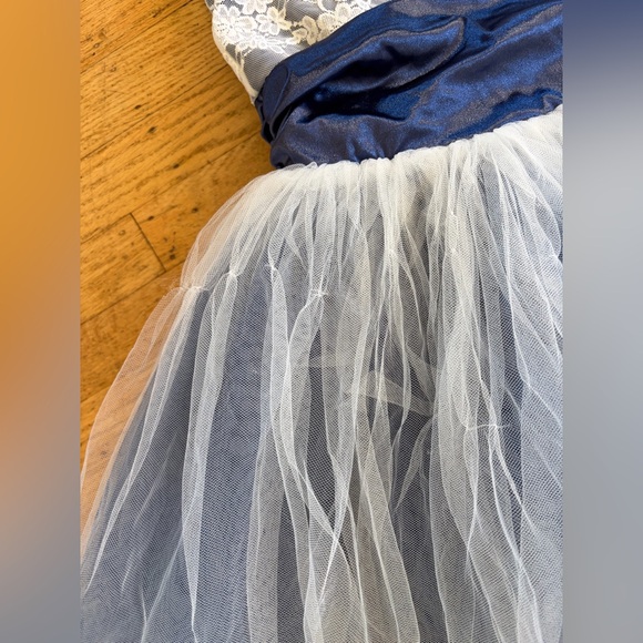 Weissman Train Bleu dance costume tulle satin dress blue and white. - Picture 6 of 13